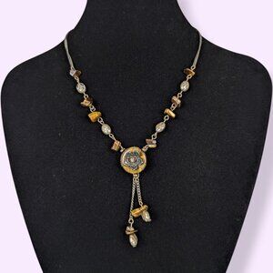 V. Nancy & Rise Tiger's Eye Pendant Lariat Necklace